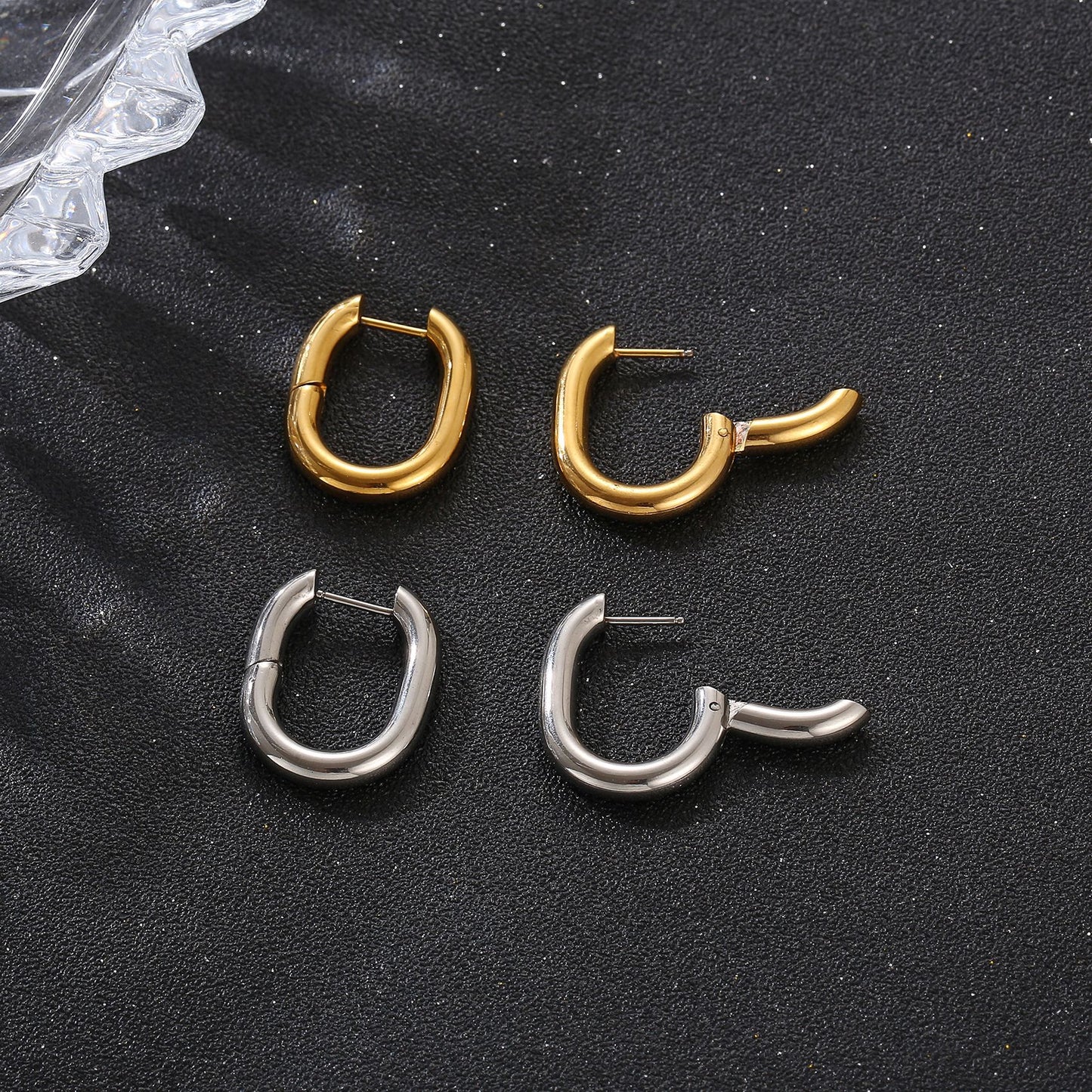 Fashion U Shape Plating 201 Stainless Steel 18K Gold Plated Earrings