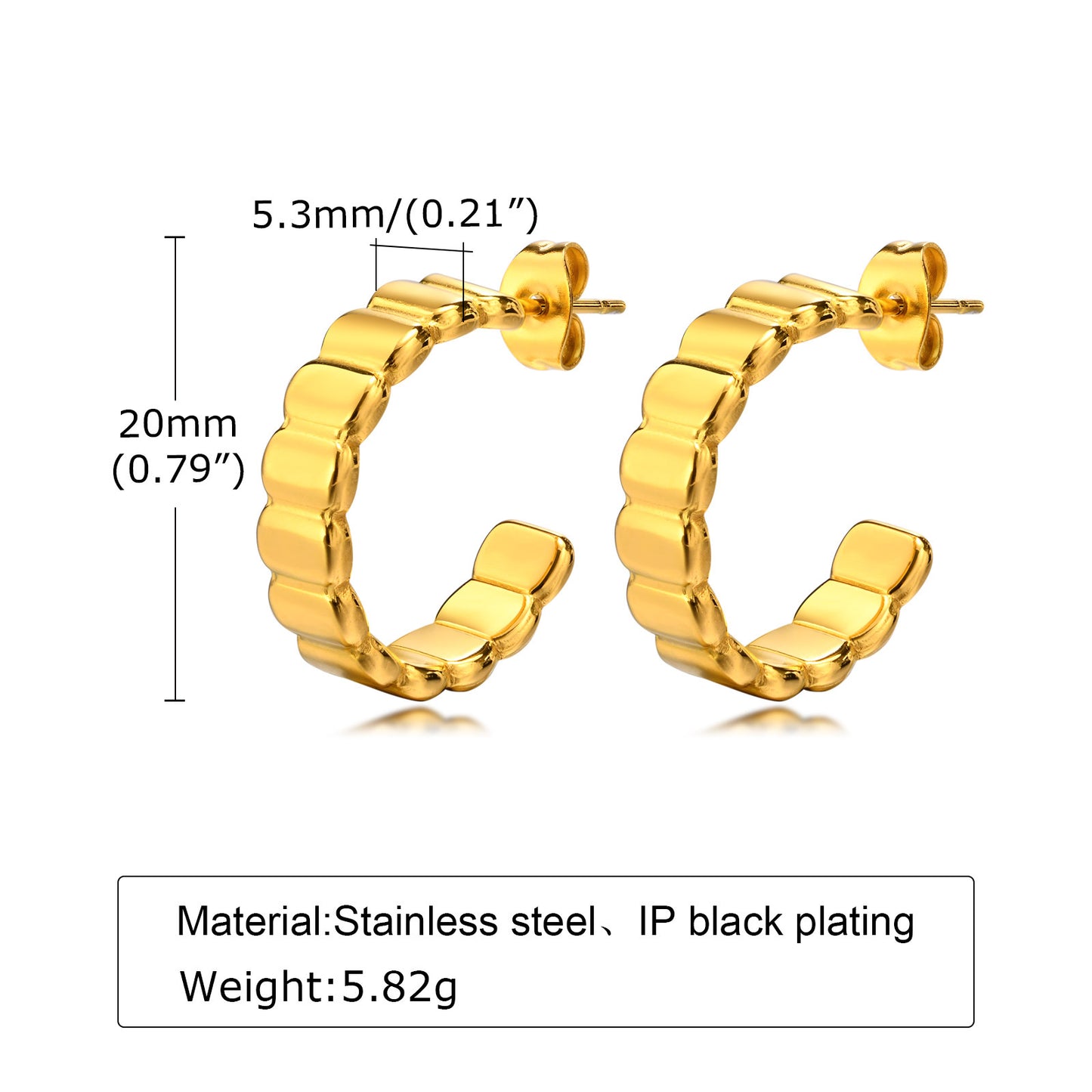 Fashion C Shape Plating 201 Stainless Steel Stainless Steel Earrings