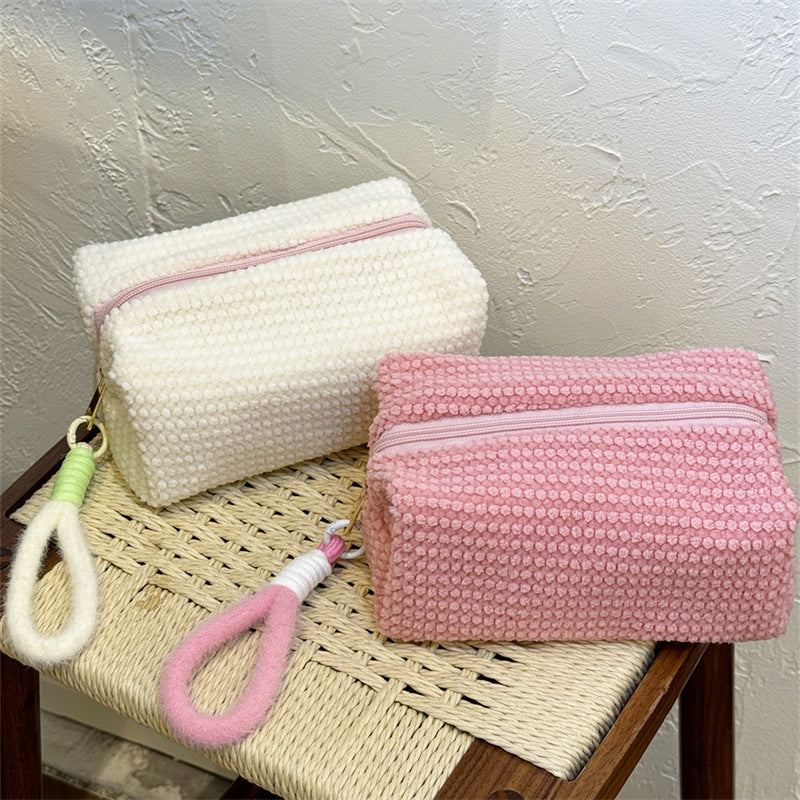 Elegant Streetwear Solid Color Polyester Plaid Square Makeup Bags