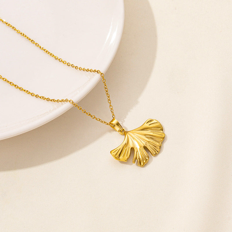 Jewelry Casual Simple Style Leaves 304 Stainless Steel 18K Gold Plated Pendant Necklace