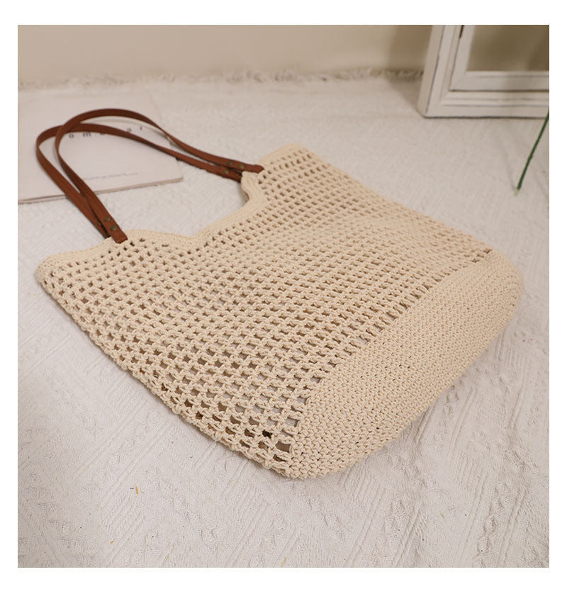 Women's Medium Polyester Solid Color Ethnic Style Weave Square Magnetic Buckle Straw Bag