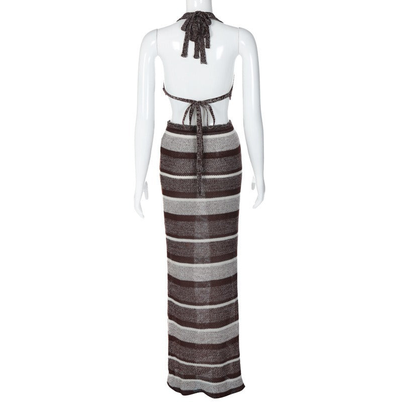 Holiday Women's Elegant Sexy Stripe Polyacrylonitrile Fiber Skirt Sets Skirt Sets