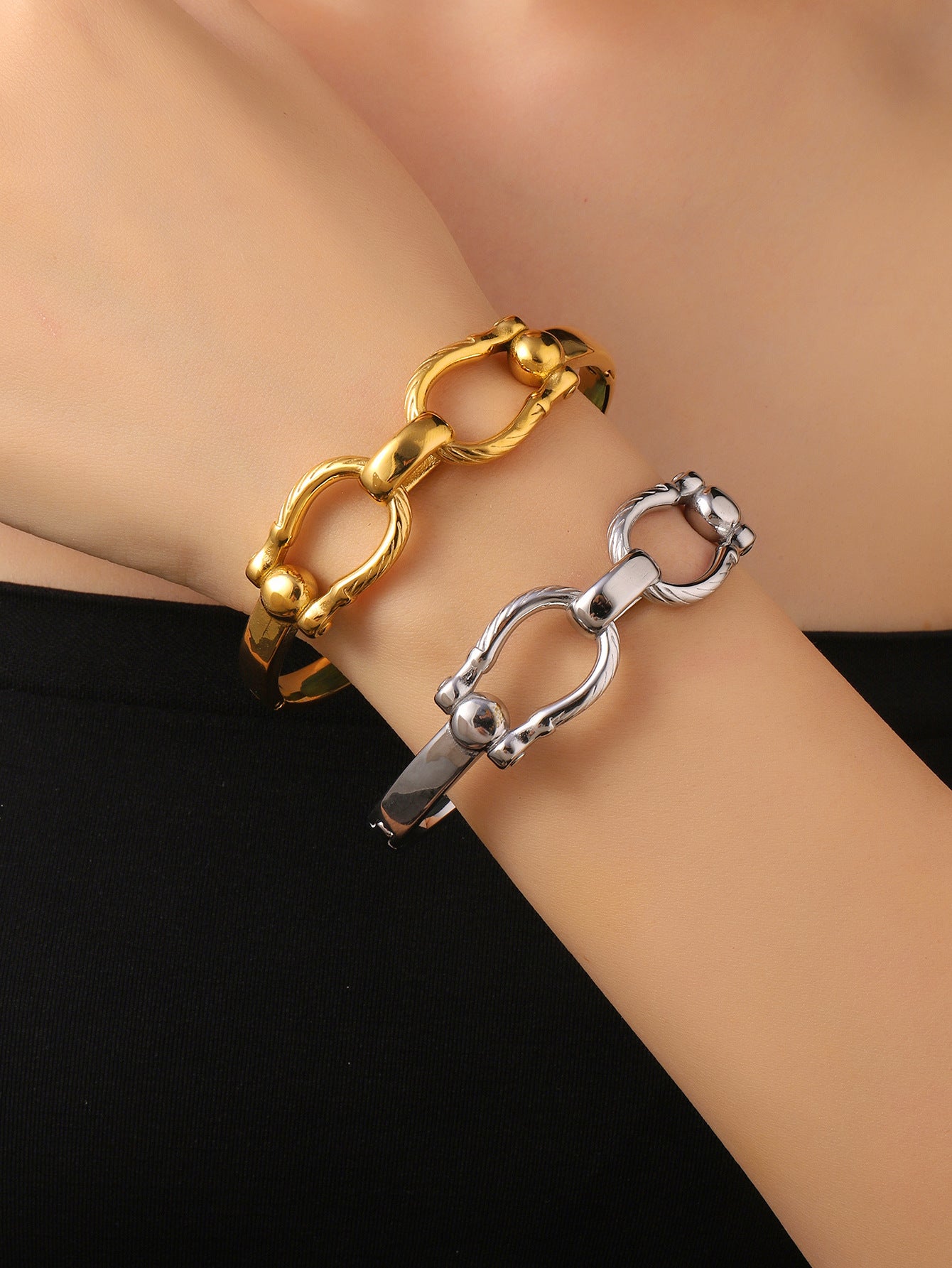 Simple Style Classic Style Solid Color Titanium Steel Bangle In Bulk