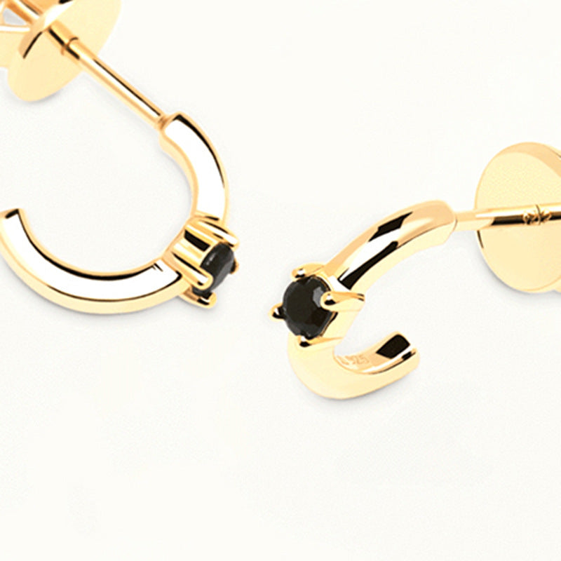 Simple Style U Shape Plating Metal Artificial Gemstones Copper Earrings - CEJEW