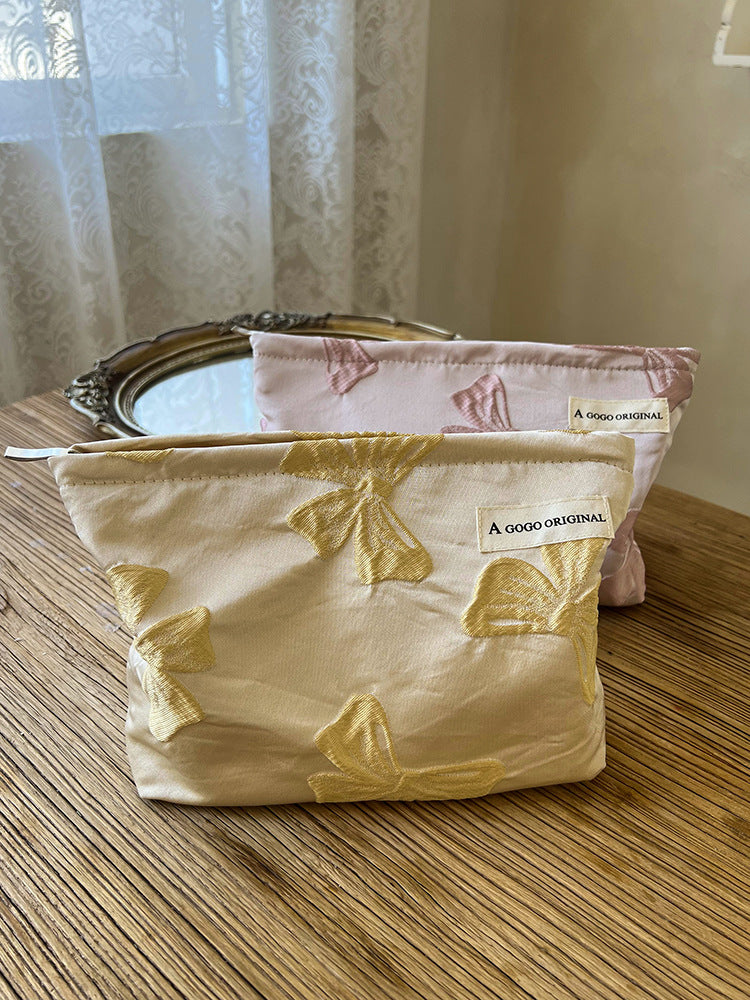 Elegant Streetwear Solid Color Bow Knot Polyester Square Makeup Bags