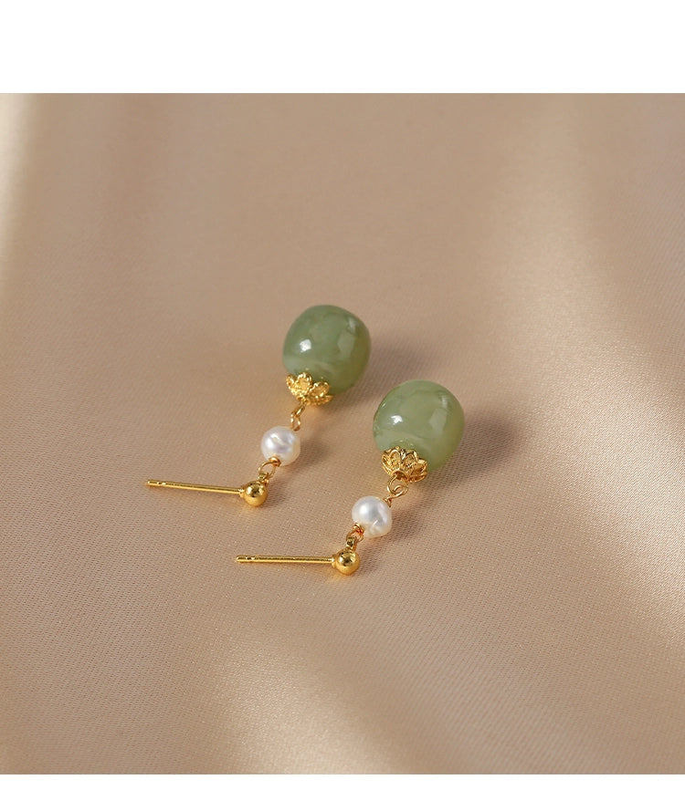 1 Pair Retro Geometric natural stone Drop Earrings - CEJEW