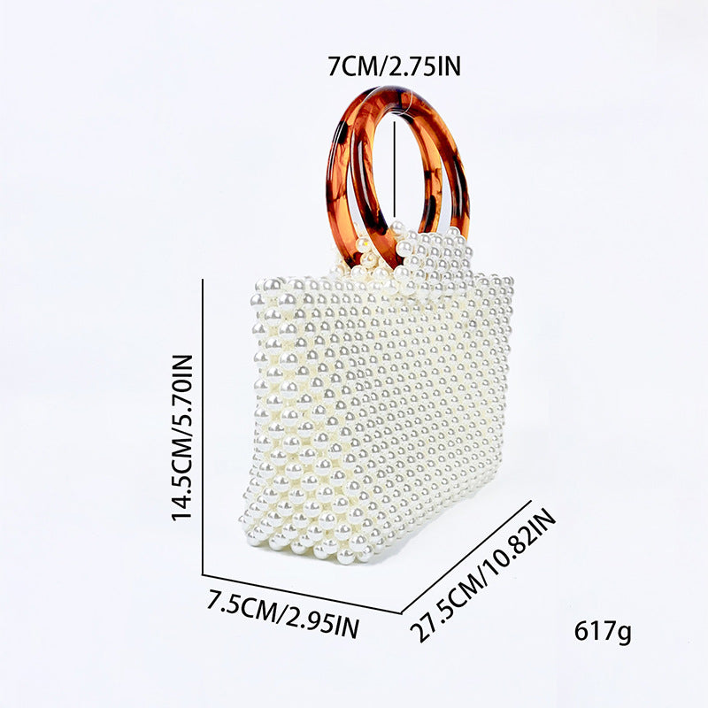 Women's Medium Arylic Solid Color Elegant Streetwear Beading Square Open Handbag