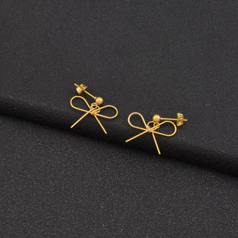 1 Pair IG Style Simple Style Bow Knot Plating Hollow Out Stainless Steel Drop Earrings