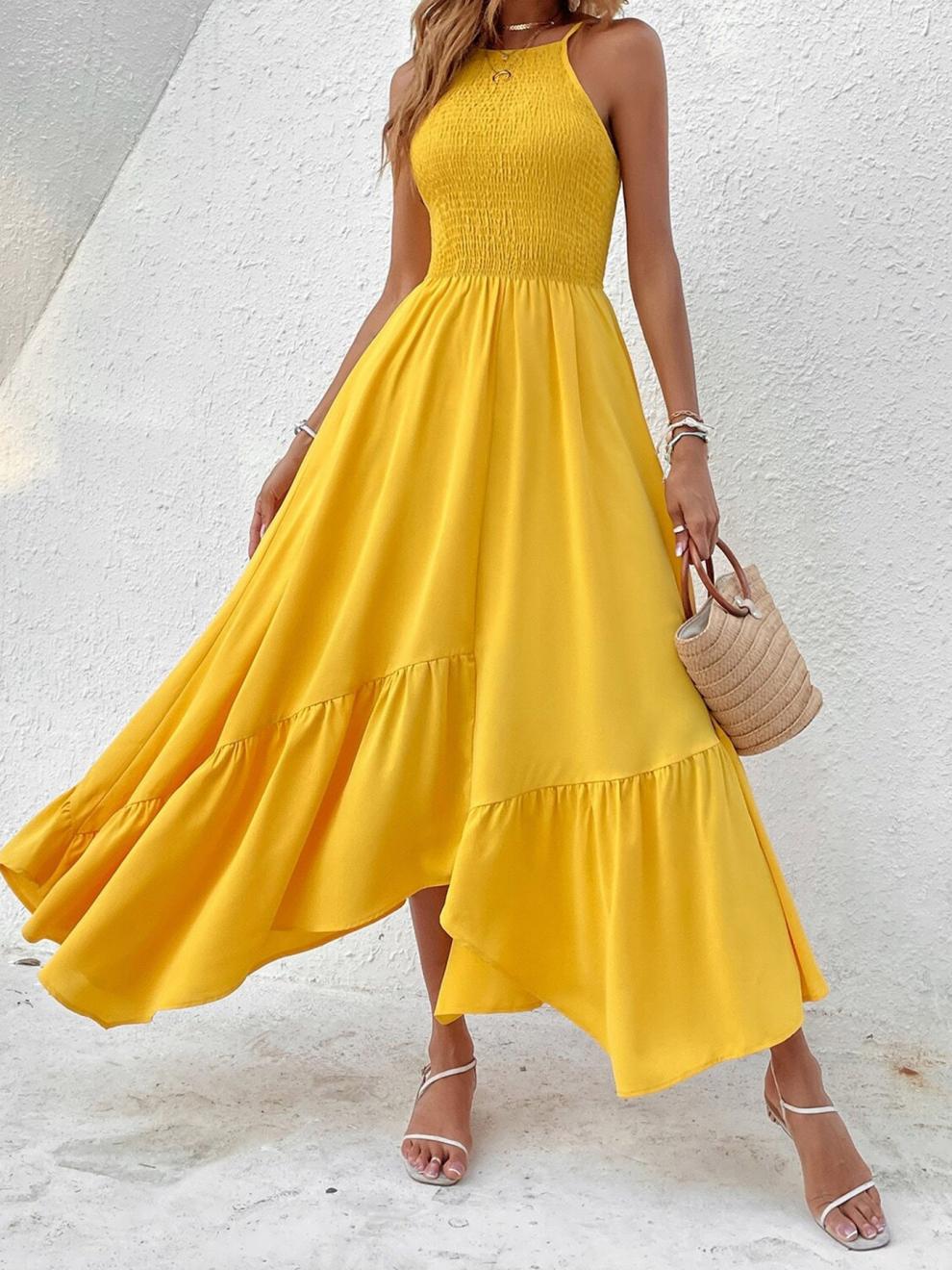 Women's Strap Dress Streetwear Strap Sleeveless Solid Color Midi Dress Holiday