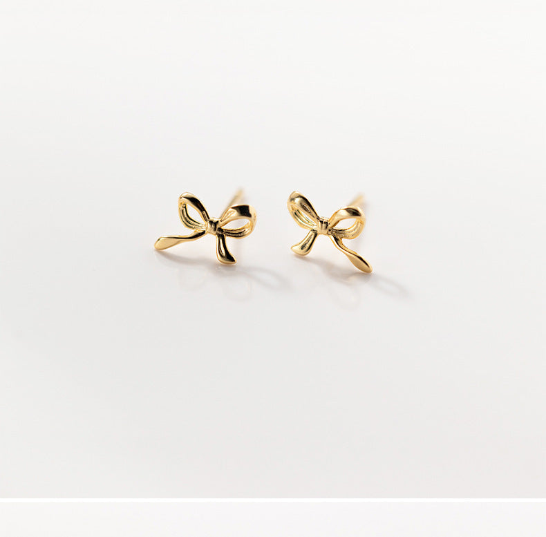 1 pair simple style bow knot plating copper ear studs