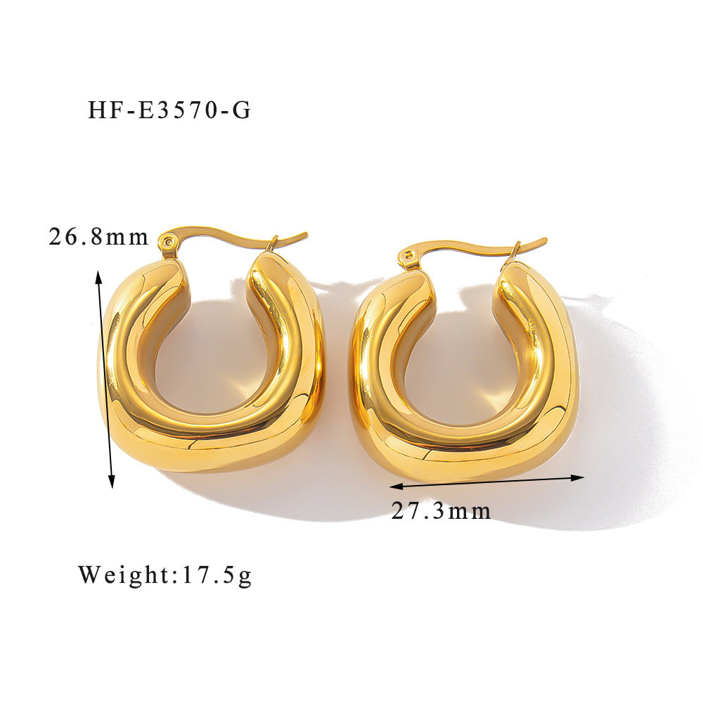 1 Pair Simple Style Classic Style U Shape Heart Shape Plating 316L Stainless Steel  Ear Studs