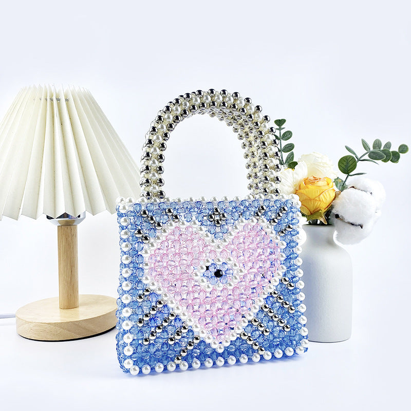 Women's Medium Arylic Heart Shape Elegant Streetwear Beading Square Open Square Bag