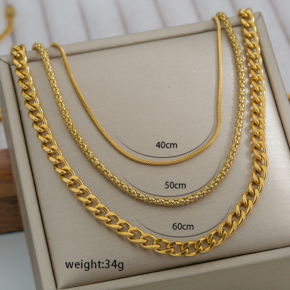 Jewelry Elegant Streetwear Geometric 304 Stainless Steel Plating Layered Necklaces