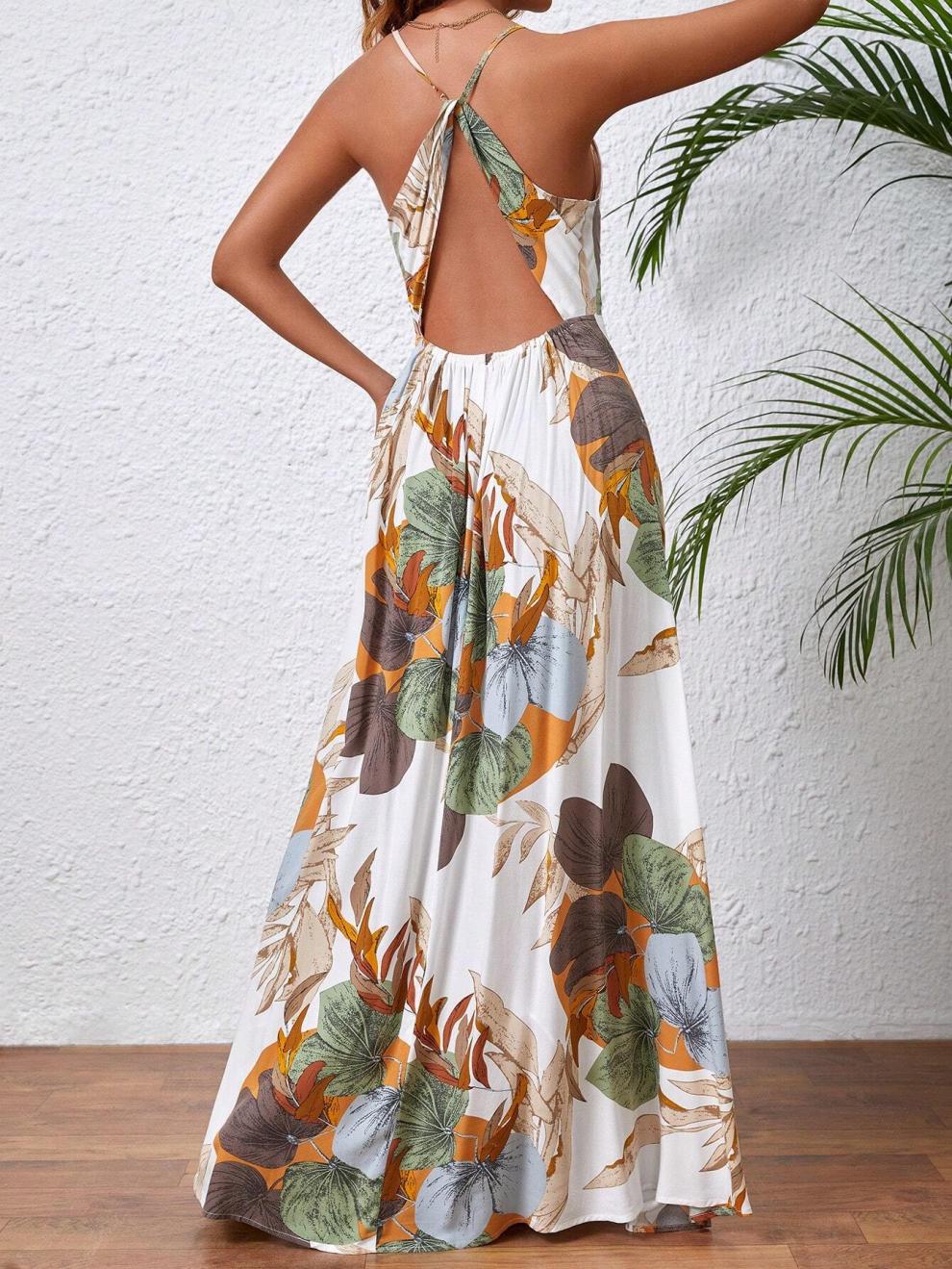 Women's Strap Dress Streetwear Strap Sleeveless Multicolor Maxi Long Dress Holiday