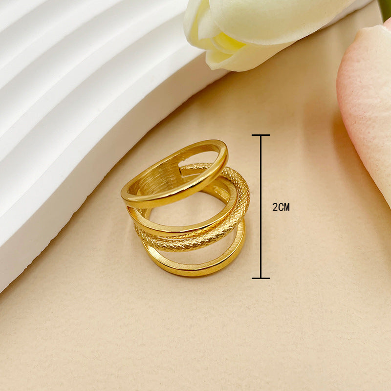 Jewelry Retro Geometric 304 Stainless Steel 14K Gold Plated Irregular Stainless Steel Rings