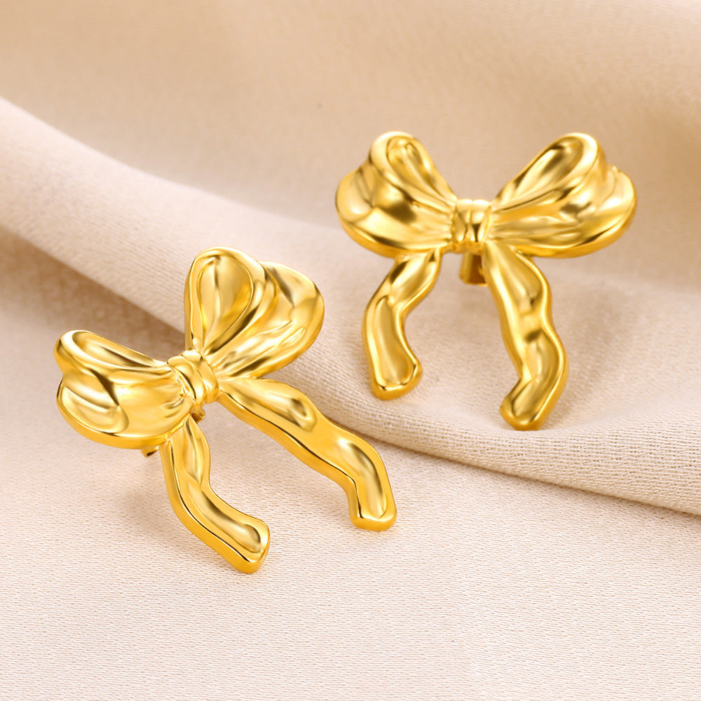 1 Pair Simple Style Classic Style Bow Knot Plating 304 Stainless Steel Ear Studs