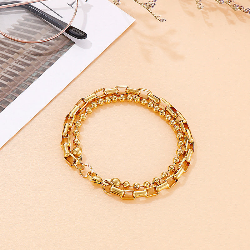 Simple Style Geometric Titanium Steel 18K Gold Plated Bracelets In Bulk