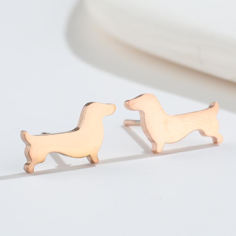 1 Pair Simple Style Dog Plating 304 Stainless Steel 18K Gold Plated Ear Studs