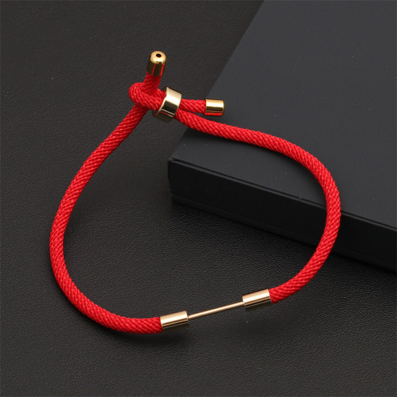 fashion color retractable adjustable basic red milan rope women's diy copper bracelet