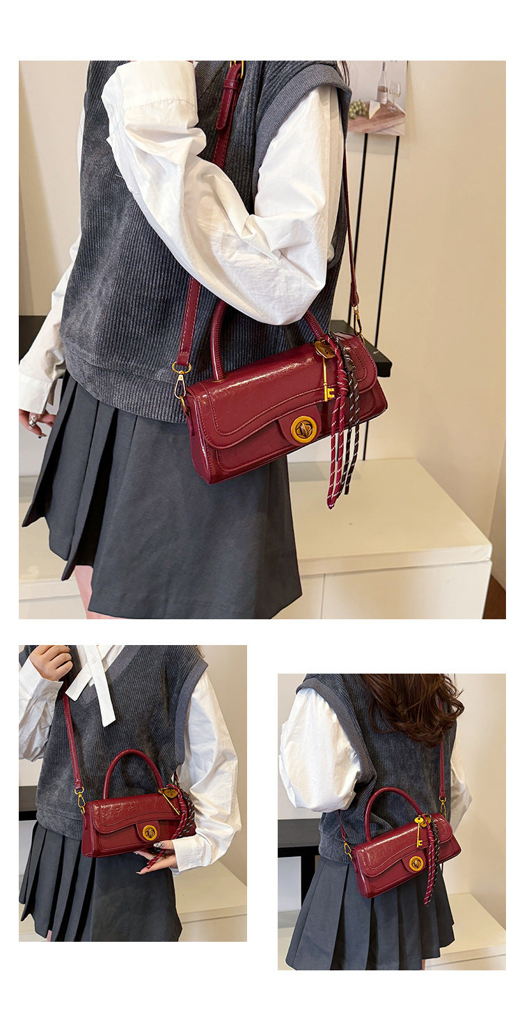 Women's Medium Pu Leather Solid Color Streetwear Square Lock clasp Crossbody Bag