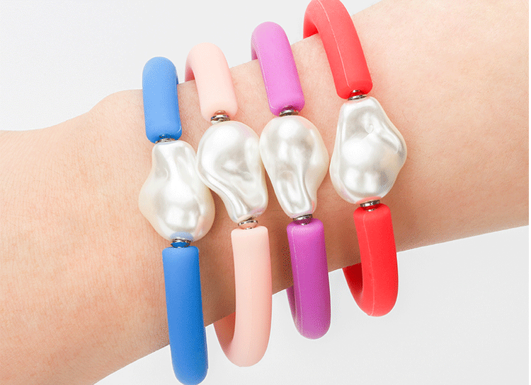 1 piece fashion round silica gel pearl women's bangle