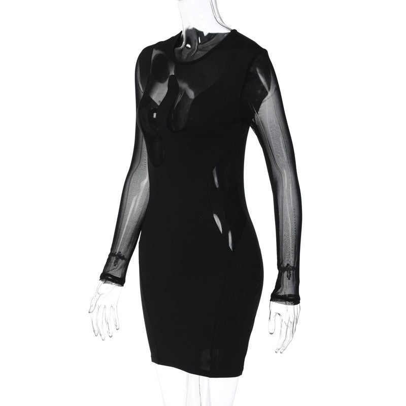 Women's Sheath Dress Streetwear Round Neck Long Sleeve Solid Color Above Knee Holiday