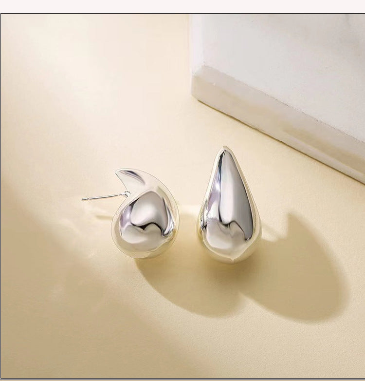 1 Pair Simple Style Water Droplets Plating 304 Stainless Steel 18K Gold Plated Stainless Steel Earrings