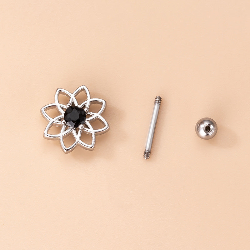 1 Piece Ear Cartilage Rings & Studs Retro Flower 316L Stainless Steel  Copper Plating Inlay Zircon