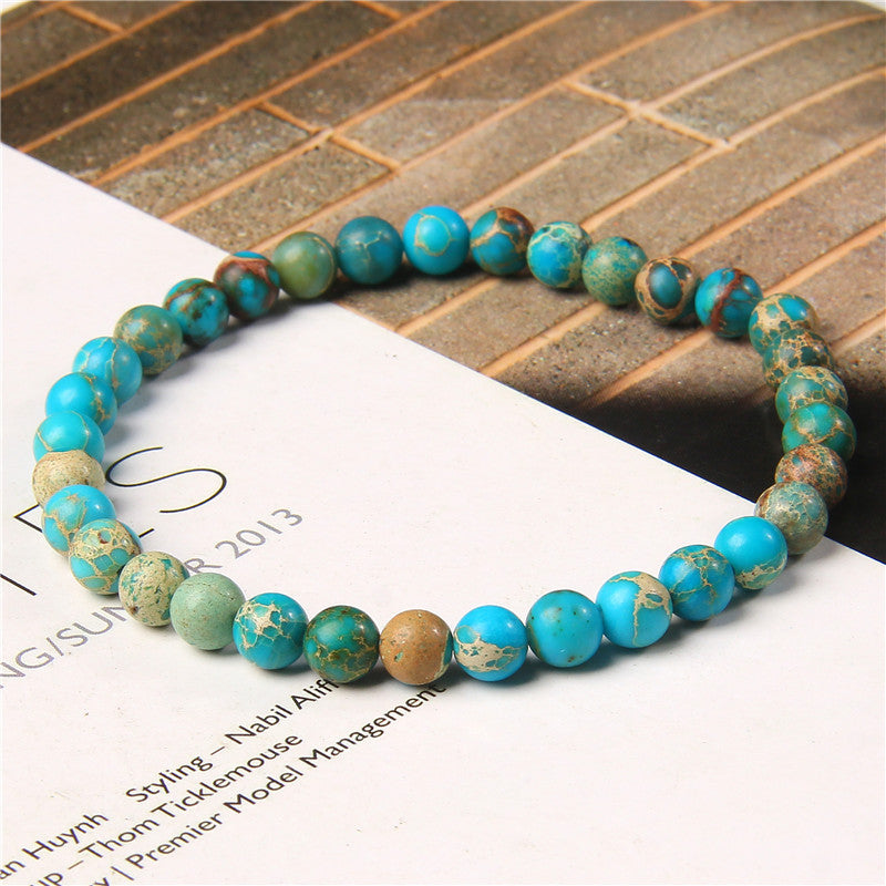 retro geometric color block natural stone bracelets 1 piece