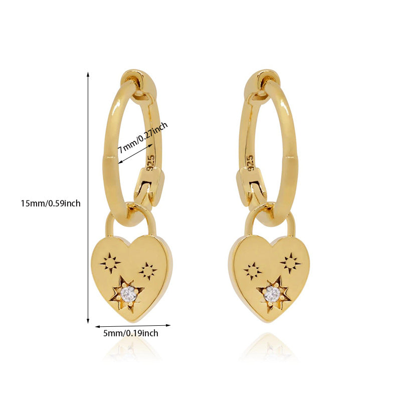 1 Pair Simple Style Classic Style Star Heart Shape Inlay Copper Zircon Drop Earrings