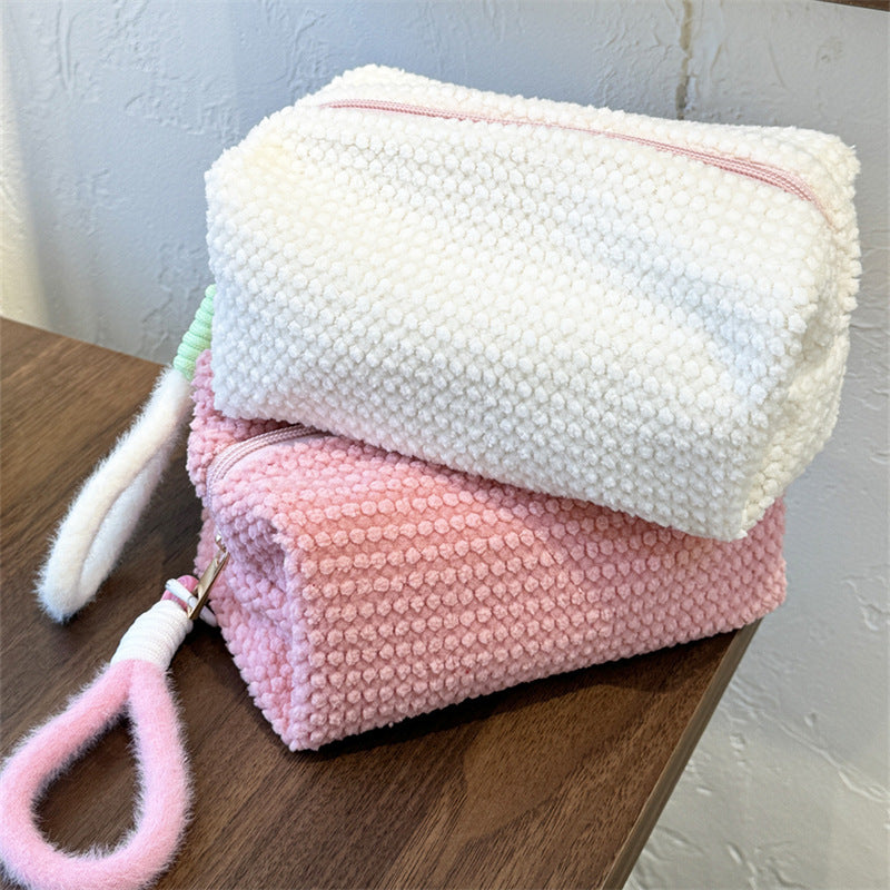 Elegant Streetwear Solid Color Polyester Plaid Square Makeup Bags