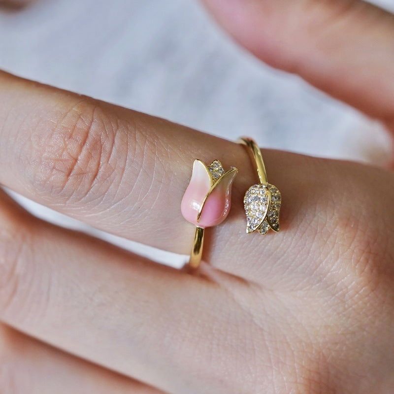 Copper Geometric Flower Open Rings