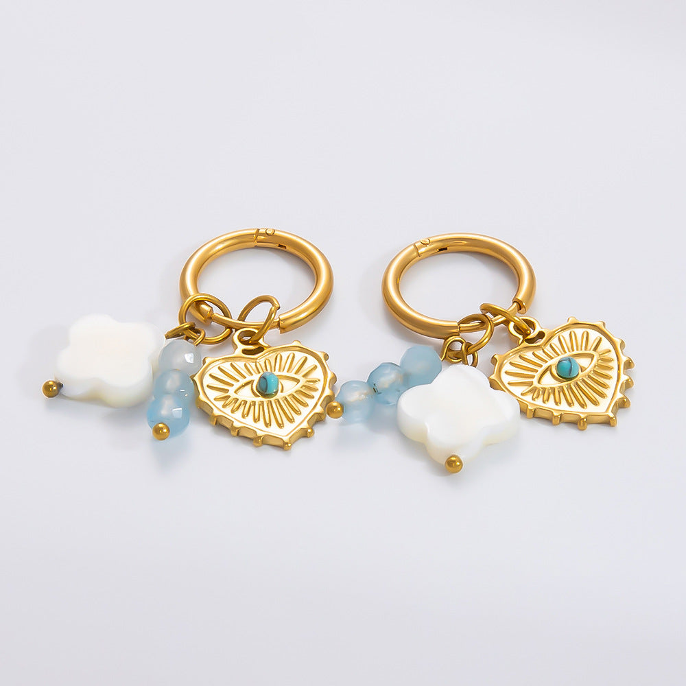 1 Pair Simple Style Sun Hippocampus Solid Color Pearl Inlay 304 Stainless Steel Turquoise Zircon Drop Earrings Earrings