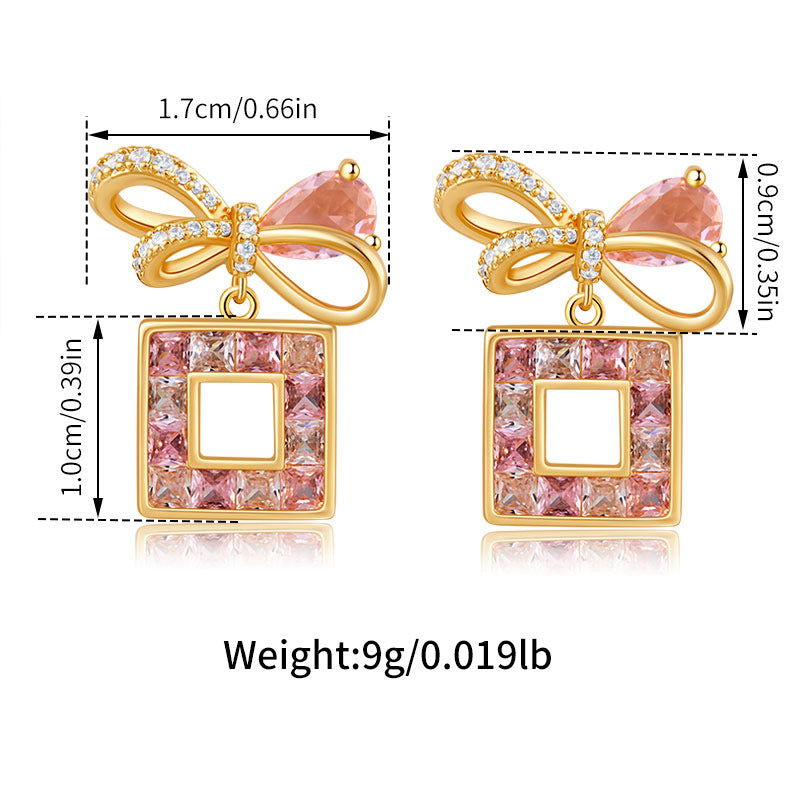 1 Pair Elegant Classic Style Streetwear Leaf Heart Shape Bow Knot Copper Zircon Ear Studs