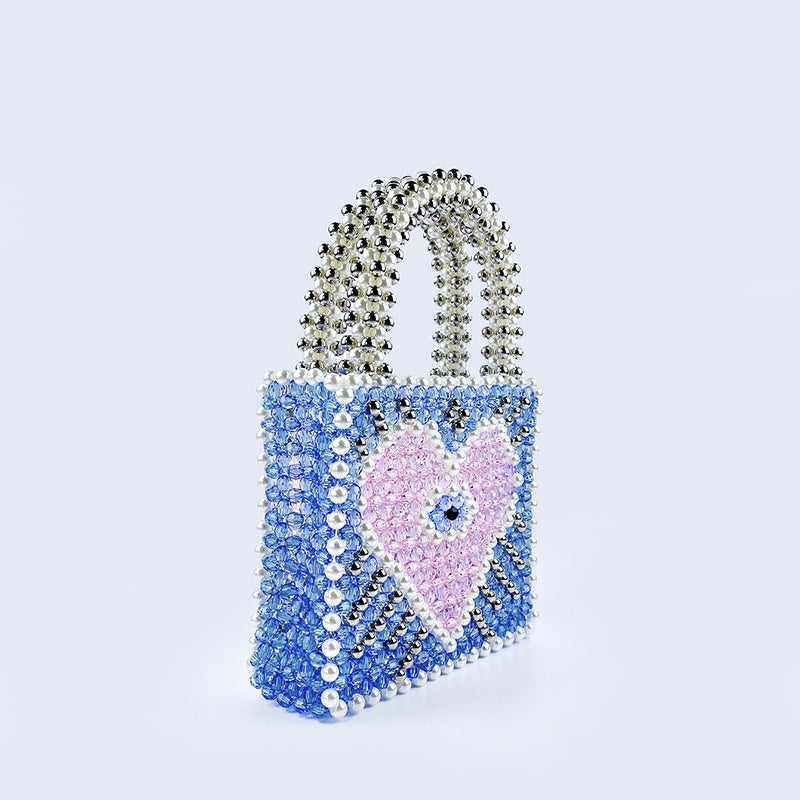 Women's Medium Arylic Heart Shape Elegant Streetwear Beading Square Open Square Bag