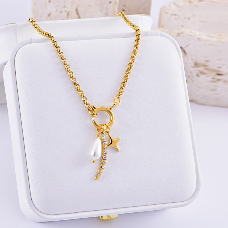 Jewelry IG Style Classic Style Star Titanium Steel Plating Pendant Necklace