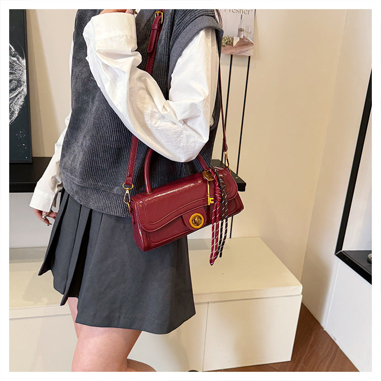 Women's Medium Pu Leather Solid Color Streetwear Square Lock clasp Crossbody Bag