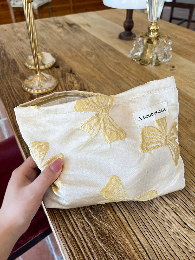 Elegant Streetwear Solid Color Bow Knot Polyester Square Makeup Bags