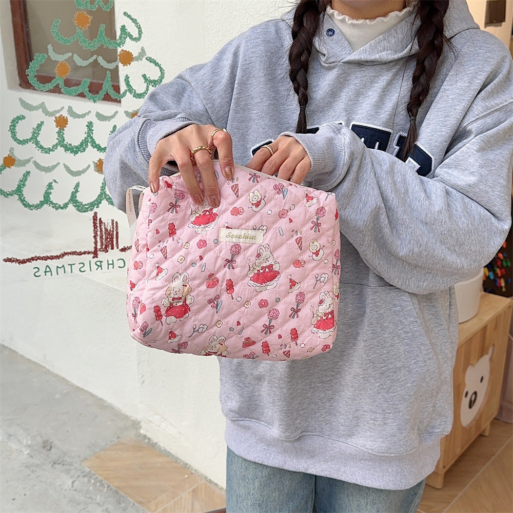 Streetwear Cartoon Cotton Square Makeup Bags