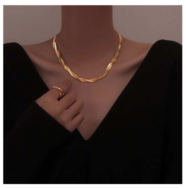 retro geometric solid color titanium steel necklace 1 piece