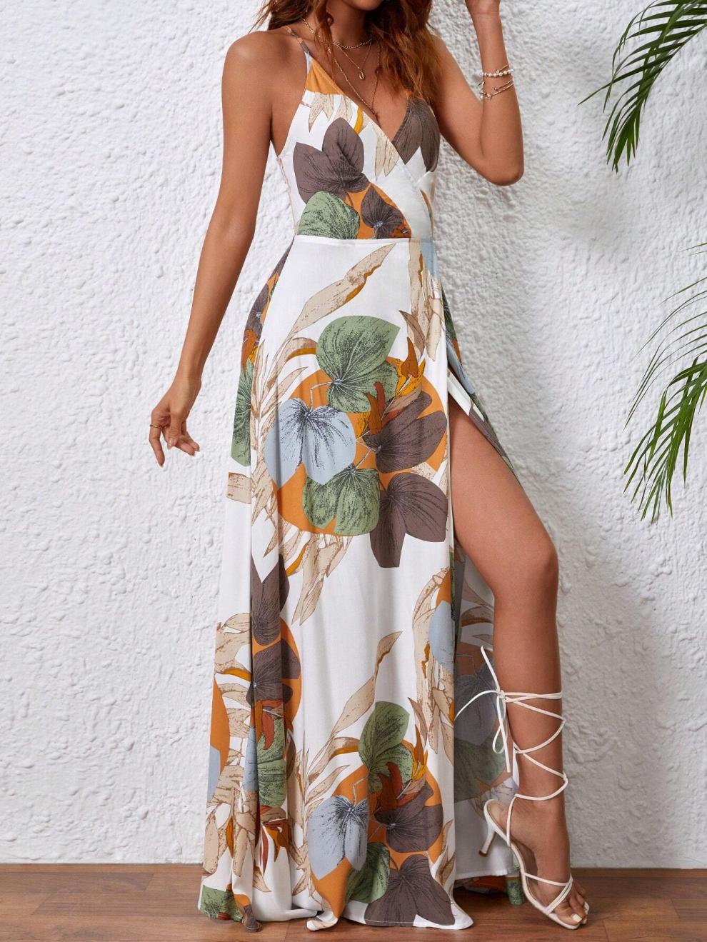 Women's Strap Dress Streetwear Strap Sleeveless Multicolor Maxi Long Dress Holiday