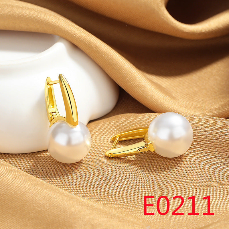 1 Pair Elegant Streetwear U Shape Round Inlay Copper Artificial Pearls Zircon Drop Earrings