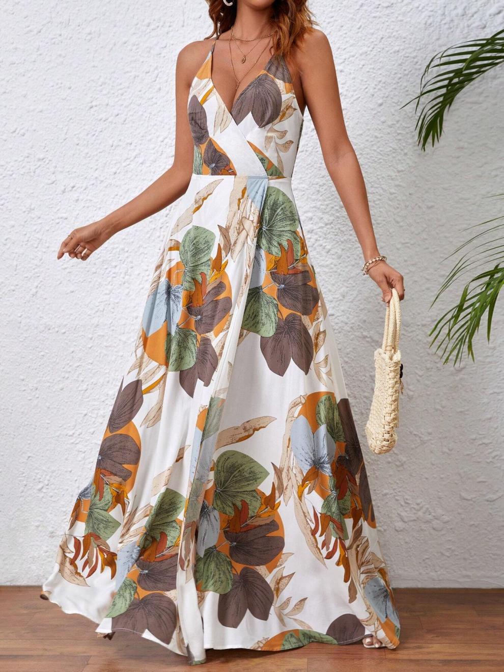 Women's Strap Dress Streetwear Strap Sleeveless Multicolor Maxi Long Dress Holiday