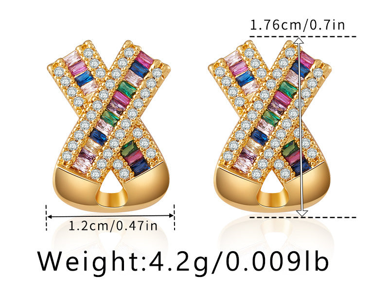 1 Pair Elegant Streetwear Geometric Copper Zircon Ear Studs