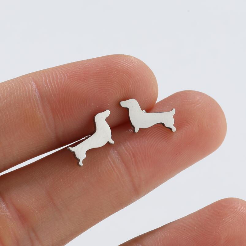 1 Pair Simple Style Dog Plating 304 Stainless Steel 18K Gold Plated Ear Studs