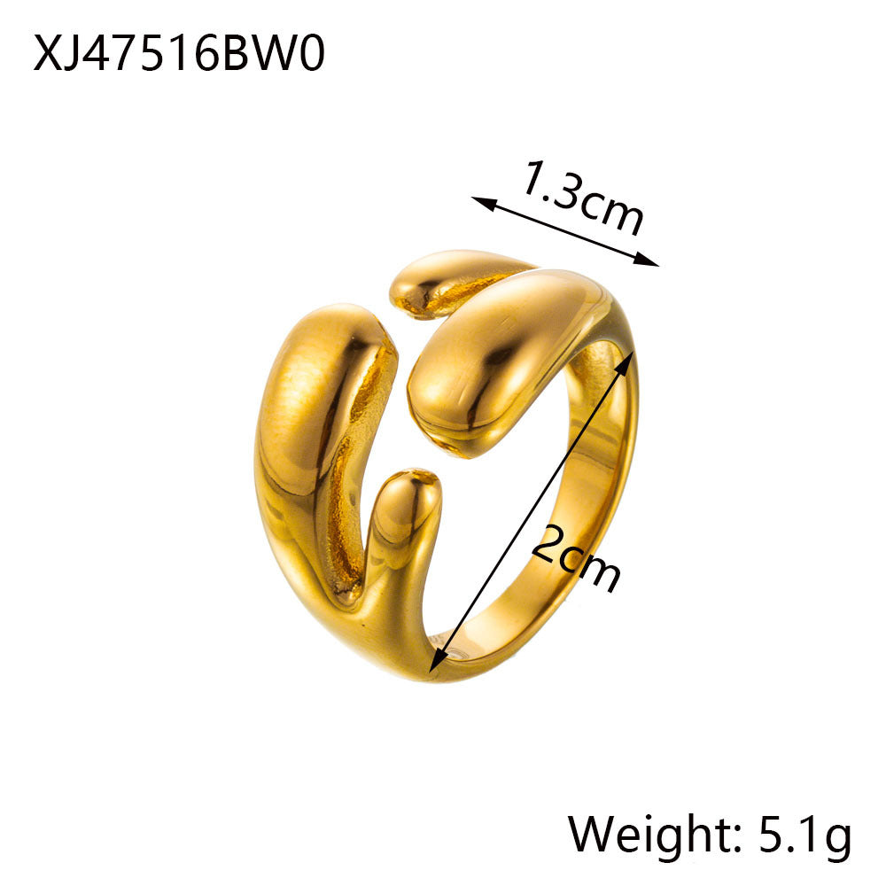 Jewelry Simple Style Heart Shape Bow Knot Titanium Steel Open Rings