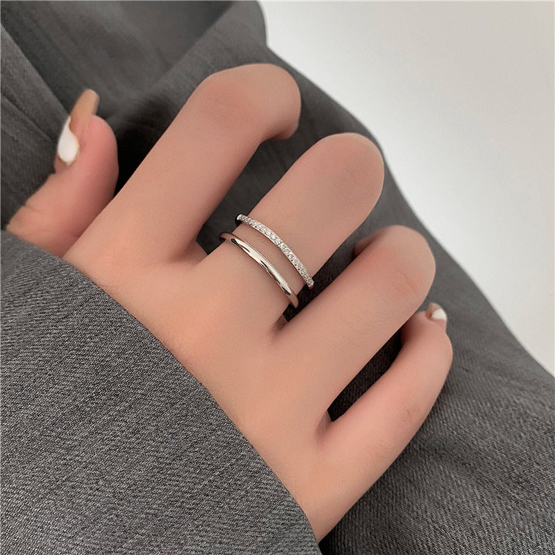 ins style casual geometric stainless steel inlay zircon rings