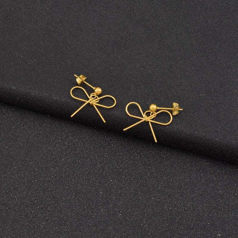 1 Pair IG Style Simple Style Bow Knot Plating Hollow Out Stainless Steel Drop Earrings