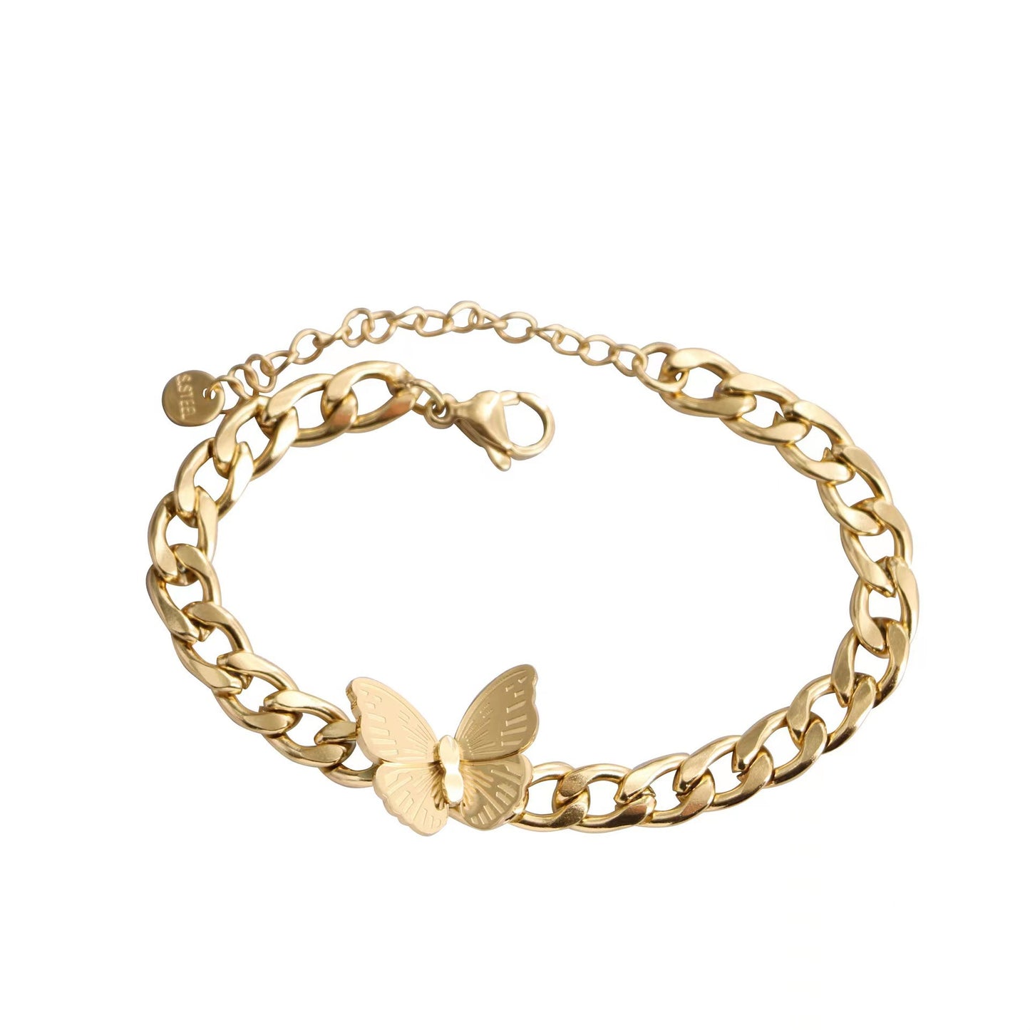 Fashion Butterfly 304 Stainless Steel 18K Gold Plated Stainless Steel Bracelets In Bulk