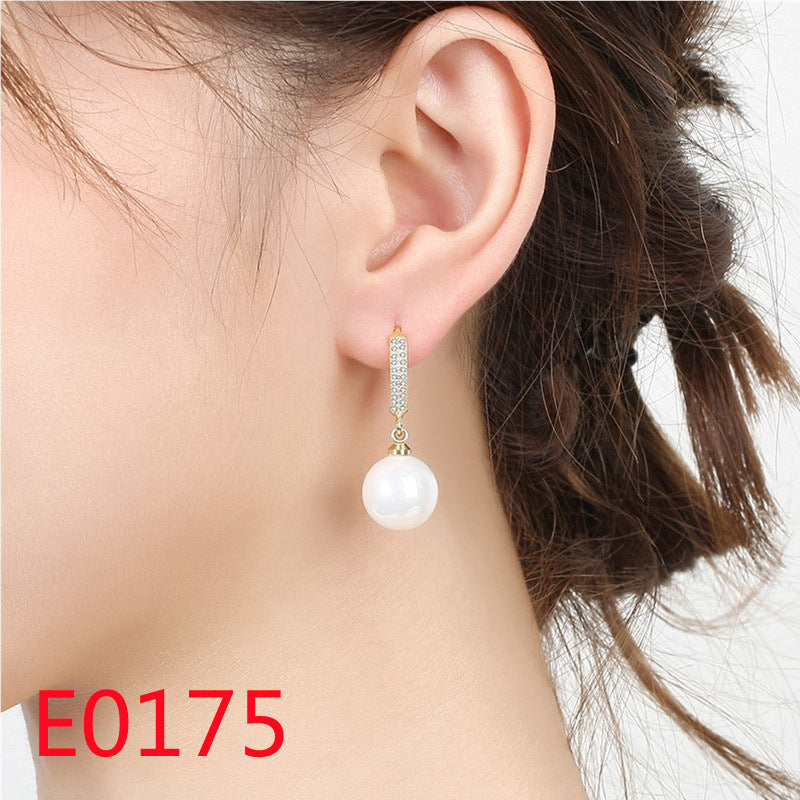 1 Pair Elegant Streetwear U Shape Round Inlay Copper Artificial Pearls Zircon Drop Earrings